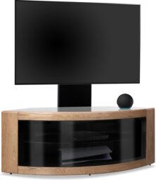 "Rackhams PANGEA Black/Oak Beam-Thru Curved True-Corner 32""-50"" TV Cabinet with Mounting Arm" - thumbnail 3