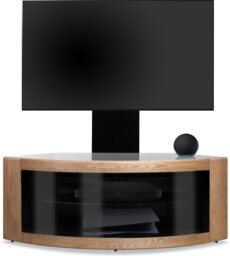 "Rackhams PANGEA Black/Oak Beam-Thru Curved True-Corner 32""-50"" TV Cabinet with Mounting Arm" - thumbnail 6