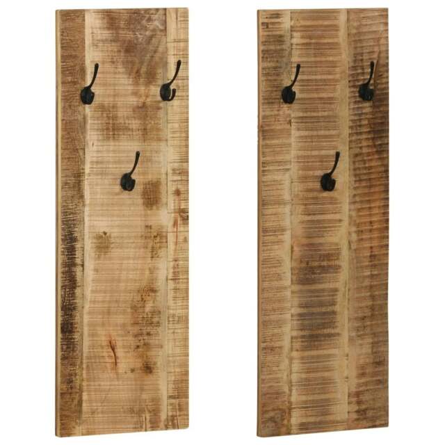 Rackhams Wall-mounted Coat Racks 2 pcs Solid Mango Wood 36x110x3 cm