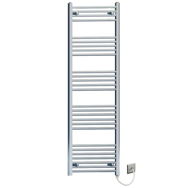 Rackhams 550mm x 1600mm Chrome Flat Electric Pre-Filled Heated Towel Rail Radiator For Bathroom Designer Standard Element - image 1