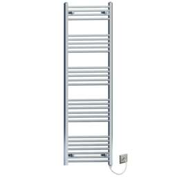 Rackhams 550mm x 1600mm Chrome Flat Electric Pre-Filled Heated Towel Rail Radiator For Bathroom Designer Standard Element