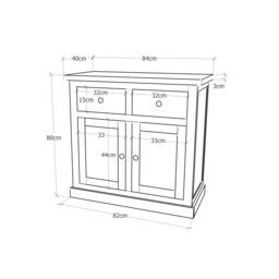 Rackhams Biccari Grey 2 Drawer 2 Door Sideboard Brass Knob - Grey - thumbnail 2