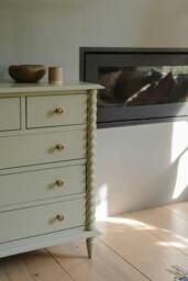 Rackhams Cromwell 2 over 3 Chest of Drawers with Bobbin Design - Pale Olive, Green - thumbnail 3