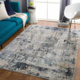 Rackhams Jolie-Abstract Grey Beige Yellow Black Modern Marble Rug - 160 x 220 cm - thumbnail 1