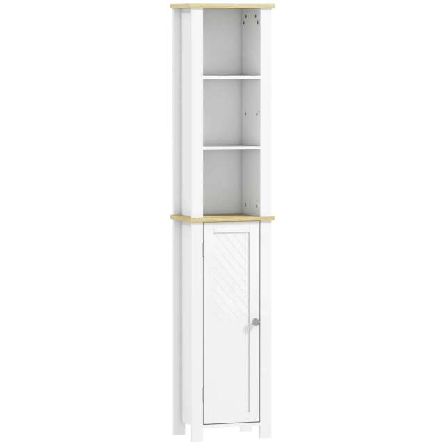 Rackhams Slim Bathroom Storage Unit with Open Compartment, Bathroom Storage Cabinet with Adjustable Shelf, 34 x 23 x 165 cm, White