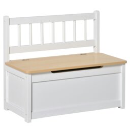 Rackhams 2 In 1 Wooden Toy Box, Seat Bench Storage Chest w/ Pneumatic Rod - White - 60 x 30 x 50cm - thumbnail 2