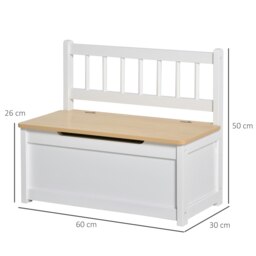 Rackhams 2 In 1 Wooden Toy Box, Seat Bench Storage Chest w/ Pneumatic Rod - White - 60 x 30 x 50cm - thumbnail 5