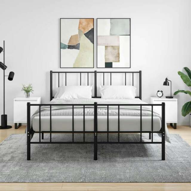 Rackhams Bedside Cabinets 2 pcs High Gloss White 40x30x50 cm Engineered Wood - White - Engineered wood, iron