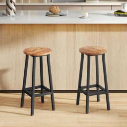 Rackhams Barstools, Breakfast Bar Stools with Footrest, Rustic Brown - Steel, Particle Board - Rustic Brown - 2
