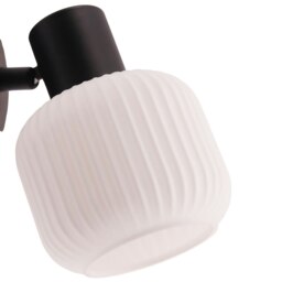 Rackhams Modern Designer Matte Black Adjustable Wall Light with White Ribbed Glass Shade - thumbnail 5