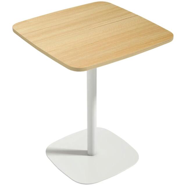 Rackhams Small Dining Table, 60 cm Square Kitchen Table with Wood-veneer Top and Steel Base - Natural Wood Finish