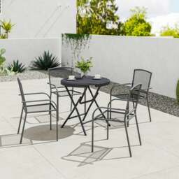 Rackhams Round Garden Dining Table for 4, Foldable Outdoor Table for Garden