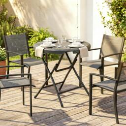 Rackhams Round Garden Dining Table for 4, Foldable Outdoor Table for Garden