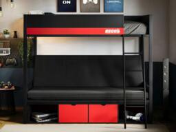 Rackhams Nova Storage Gaming Metal Bunk with Futon Black & Red - Single - Black - thumbnail 1