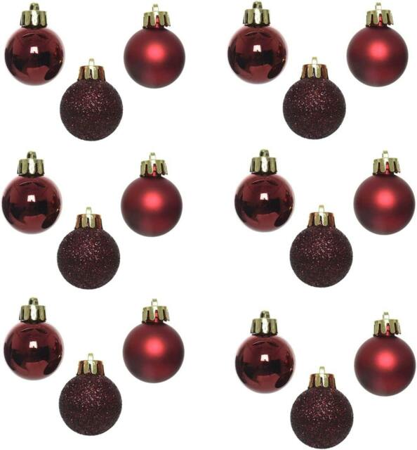 Rackhams Shatterproof Burgundy Christmas Baubles 3cm Pack Sizes for Trees, Garlands and Festive Displays - 24 Pack - PVC - Burgundy - image 1
