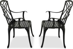 Rackhams OSHOWA 2-Large Garden and Patio Bistro Chairs with Armrests in Cast Aluminium Black - thumbnail 5