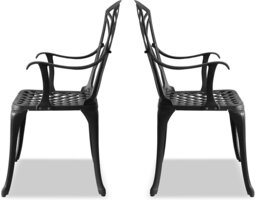 Rackhams OSHOWA 2-Large Garden and Patio Bistro Chairs with Armrests in Cast Aluminium Black - thumbnail 4