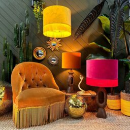 "Rackhams Autumn Walled Garden Silhouette Lampshade in Rust Velvet - Table / Floor Lamp - 60cm diameter x 25cm Height (24"" x 10"")" - thumbnail 3