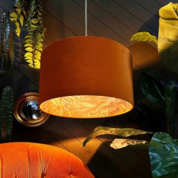 "Rackhams Autumn Walled Garden Silhouette Lampshade in Rust Velvet - Table / Floor Lamp - 60cm diameter x 25cm Height (24"" x 10"")" - thumbnail 2