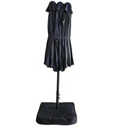 Rackhams 4.6m Patio Parasol Large Double Sided Garden Umbrella With Crank Base Navy Blue - Navy Blue - thumbnail 4