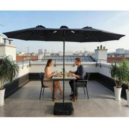 Rackhams 4.6m Patio Parasol Large Double Sided Garden Umbrella With Crank Base Navy Blue - Navy Blue - thumbnail 3