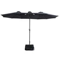 Rackhams 4.6m Patio Parasol Large Double Sided Garden Umbrella With Crank Base Navy Blue - Navy Blue - thumbnail 1