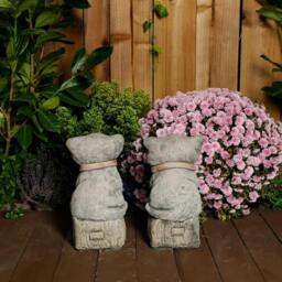 Rackhams Cranky Cats Pair Stone Cast Garden Cat Statues Set - thumbnail 4