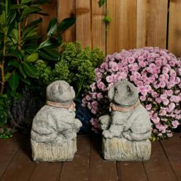 Rackhams Cranky Cats Pair Stone Cast Garden Cat Statues Set - thumbnail 5