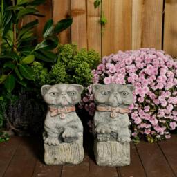 Rackhams Cranky Cats Pair Stone Cast Garden Cat Statues Set - thumbnail 1