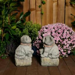 Rackhams Cranky Cats Pair Stone Cast Garden Cat Statues Set - thumbnail 3