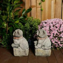 Rackhams Cranky Cats Pair Stone Cast Garden Cat Statues Set - thumbnail 2