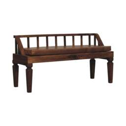 Rackhams Solid Wood Bordeaux Leather Bench - thumbnail 6