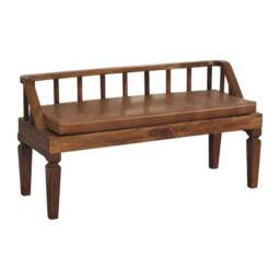 Rackhams Solid Wood Bordeaux Leather Bench - thumbnail 2