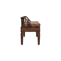 Rackhams Solid Wood Bordeaux Leather Bench - thumbnail 4