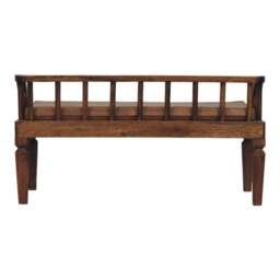 Rackhams Solid Wood Bordeaux Leather Bench - thumbnail 3