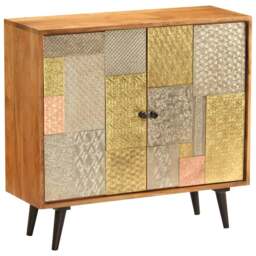 Rackhams Sideboard 80x30x75 cm Solid Acacia Wood - Multicolour - Solid acacia wood with a honey finish, engineered wood