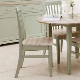 Rackhams Florence Wooden Dining Chair with Acacia Wood Seat - Sage Green, Green - thumbnail 1