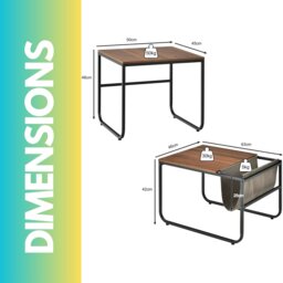 Rackhams Set Of 2 Nest Of Stackable Side Tables Rustic Brown - thumbnail 5