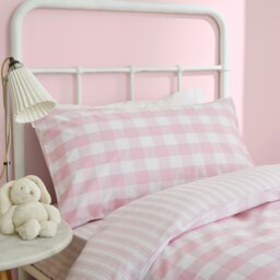 Rackhams Check and Stripe Cotton Reversible Duvet Cover Set - Single - thumbnail 2