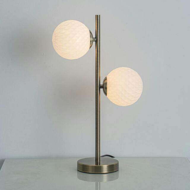 Rackhams Lior 2 Light Antique Brass & Glass Table Lamp - image 1
