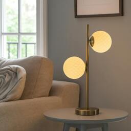 Rackhams Lior 2 Light Antique Brass & Glass Table Lamp - thumbnail 2