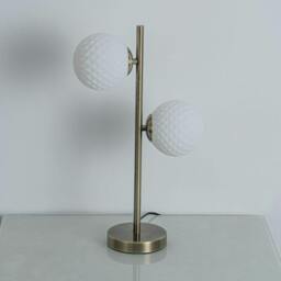 Rackhams Lior 2 Light Antique Brass & Glass Table Lamp - thumbnail 3