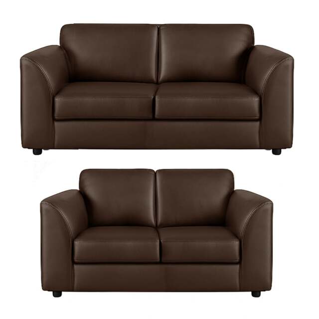 Rackhams Dalmore Leather Sofa Suite - Brown - image 1