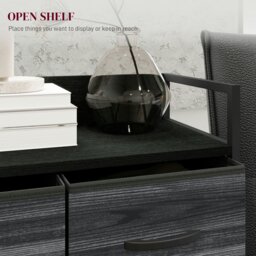 Rackhams Bedroom Chest of Drawers 4 Drawer Dresser w/ Shelf, Black - Grey Wood Effect - 4 - thumbnail 6