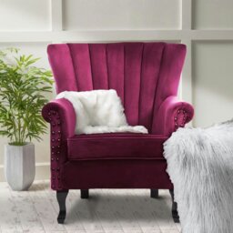 Rackhams WineRed/Blue Velvet Wingback Chair Upholstered Armchair - Blue - thumbnail 3