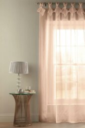 "Rackhams Tiara Dolly Voile Semi-Sheer Tabbed Curtain Panel - Cream - 108""" - thumbnail 2