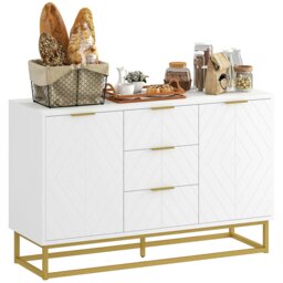 Rackhams Modern Storage Cabinet Freestanding Cupboard Dresser with 3 Drawers - thumbnail 3