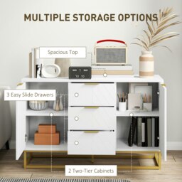 Rackhams Modern Storage Cabinet Freestanding Cupboard Dresser with 3 Drawers - thumbnail 5
