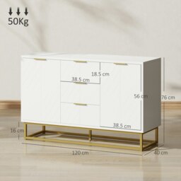 Rackhams Modern Storage Cabinet Freestanding Cupboard Dresser with 3 Drawers - thumbnail 6