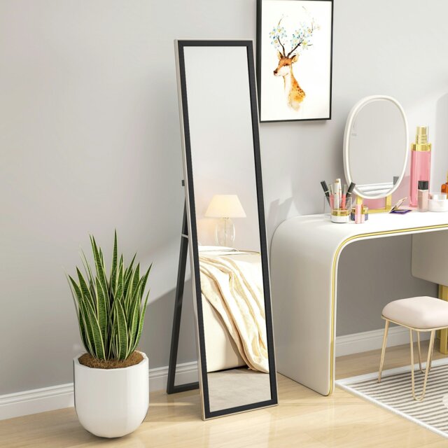Rackhams Floor Mirror Wall Mounted Leaning Standing Mirror 37 x 157cm Black - image 1